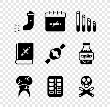 Spreyin, sigara içme günü yok, sigara içme, diş fırçası, nikotin sakız şişliği, kemik ve kafatası, kitap durağı ve şeker ikonu. Vektör