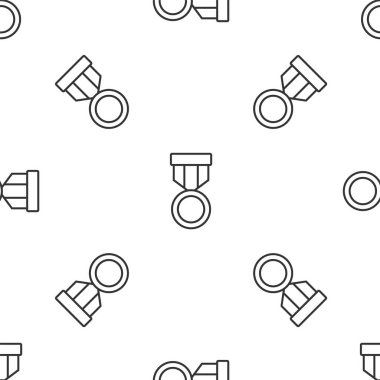 Gri çizgi askeri ödül ikonu beyaz arka planda izole edilmiş kusursuz desen. Ordu işareti. Vektör