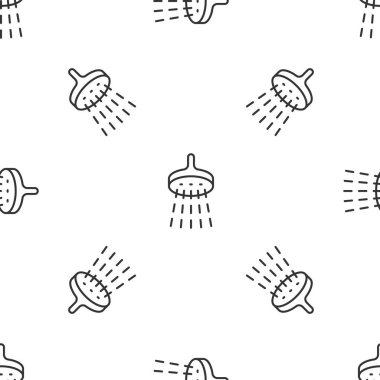 Su damlaları akan gri çizgi duş başlığı beyaz arka planda izole edilmiş bir iz. Vektör