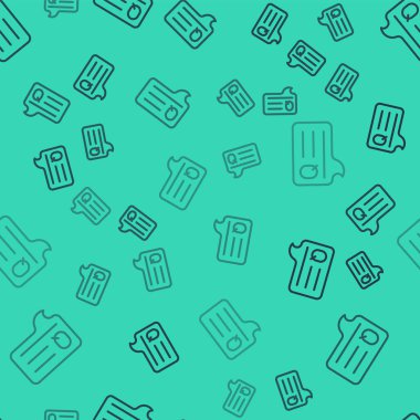 Soru simgesine sahip siyah çizgi konuşma baloncukları yeşil arkaplanda izole edilmiş kusursuz desen. SSS işareti. Konuşma balonu ve çizelgesi. Vektör