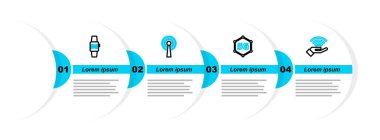 5G hattı, Anten ve Smart saat simgesini ayarla. Vektör