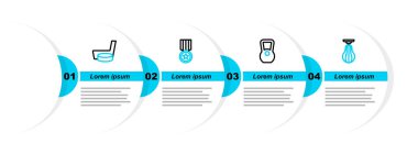 Sıralı kum torbası, Kettlebell, madalya ve buz hokeyi sopası ve disk ikonu. Vektör