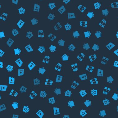 Eco House 'u geri dönüşüm, batarya ve teneke makine yağıyla kusursuz bir kalıba sokun. Vektör.