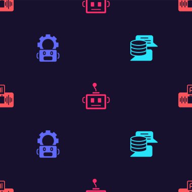 Sunucu, Data, Robot ayarı, yapay zeka robotu ve yapay zekayı kusursuz desene ayarlayın. Vektör