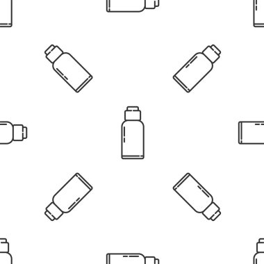 Gri çizgi kantin su şişesi ikonu beyaz arka planda izole edilmiş pürüzsüz desen. Turist matarası ikonu. Kampanyada bir kavanoz su kullanıldı. Vektör İllüstrasyonu.