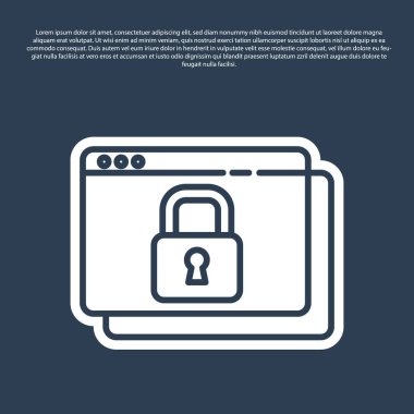 Mavi hat, mavi arkaplanda HTTPS ve SSL simgesi ile sitenizi emniyete alın. İnternet iletişim protokolü. Vektör.