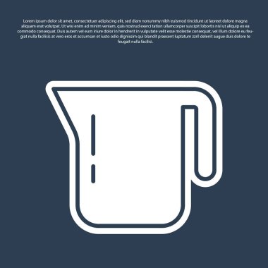 Mavi çizgi kahve demliği ikonu mavi arkaplanda izole edilmiş. Vektör.