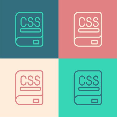 Renk arkaplanında izole edilmiş programlama simgesi hakkında popüler sanat çizgisi kitapları. Dil programlama konsepti. PHP, CSS, XML, HTML, Javascript öğrenme. Vektör.