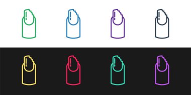 Kırık tırnak simgesi siyah beyaz arkaplanda izole edildi. Tırnağı çatlamış. Vektör.