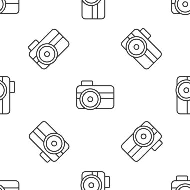 Dalgıç simgesi için gri çizgi fotoğraf makinesi beyaz arkaplandaki kusursuz deseni izole etti. Fotoğraf makinesi simgesi. Su altı ekipmanları. Vektör.