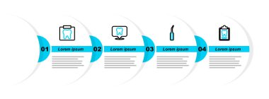 Dişçi kartı kaşifi kliniğinin yerini ve diş ikonunun röntgenini ayarla. Vektör.