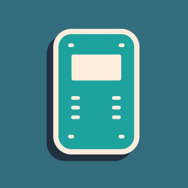 Yeşil Polis saldırı kalkanı ikonu yeşil arka planda izole edildi. Uzun gölge tarzı. Vektör.