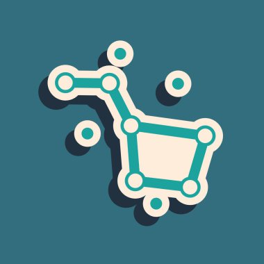 Yeşil Büyük Ayı takımyıldızı ikonu yeşil arkaplanda izole edildi. Uzun gölge tarzı. Vektör.