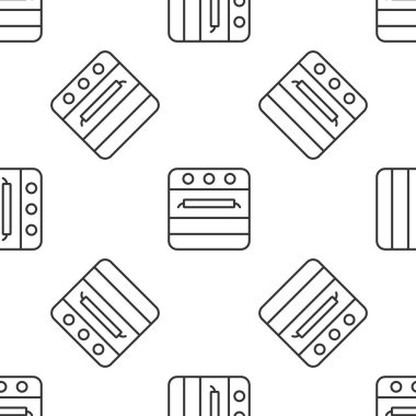 Gri çizgi fırın simgesi, beyaz arka planda kusursuz desen izole etti. Fırın tabelası. Vektör.