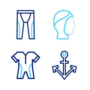 Tüplü dalış kaputu ve simgesi için Anchor Dalış giysisi ayarla. Vektör.