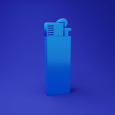 Mavi arkaplanda mavi ışıklı simge izole edildi. Minimalizm kavramı. 3 Boyutlu resimleme.