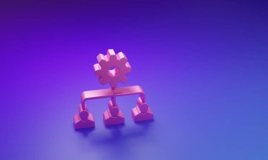 Mor-mavi arkaplanda pembe kurşun yönetim simgesi izole edildi. Minimalizm kavramı. 3 Boyutlu resimleme.