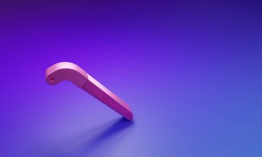 Pembe Bahçe, mor-mavi arkaplanda izole edilmiş bir simge. Minimalizm kavramı. 3 Boyutlu resimleme.