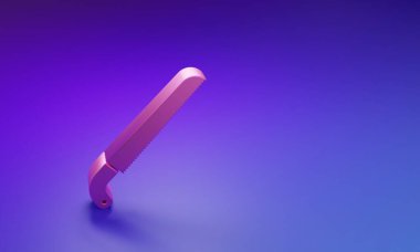 Pembe Bahçe, mor-mavi arkaplanda izole edilmiş bir simge. Minimalizm kavramı. 3 Boyutlu resimleme.