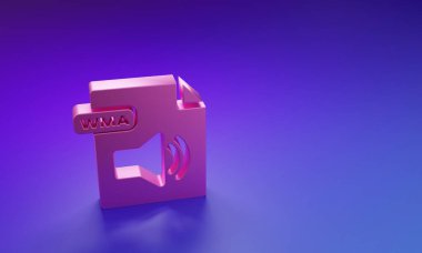 Pembe WMA dosya dökümanı. Mor-mavi arkaplanda izole edilmiş wma düğmesi simgesini indir. WMA dosya sembolü. Wma müzik format işareti. Minimalizm kavramı. 3 Boyutlu resimleme.