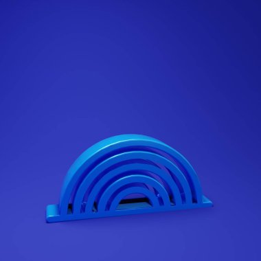 Mavi Gökkuşağı simgesi mavi arkaplanda izole edildi. Minimalizm kavramı. 3 Boyutlu resimleme.