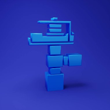 Mavi Otomatik Sulama Sulama Simgesi mavi arka planda izole edildi. Su ekipmanları. Bahçe elemanı. Sprey tabanca ikonu. Minimalizm kavramı. 3 Boyutlu resimleme.