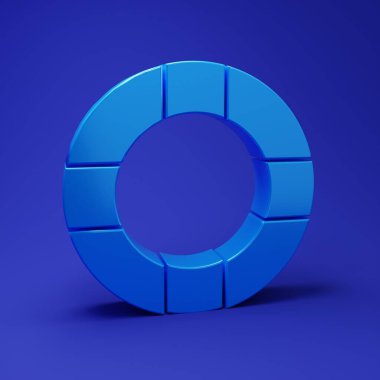 Mavi Lifebuoy simgesi mavi arkaplanda izole edildi. Can simidi sembolü. Minimalizm kavramı. 3 Boyutlu resimleme.
