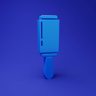 Mavi Yapıştırıcı, temiz çamaşır ikonu için mavi arka planda izole edilmiş. Enkazdan, tozdan, saçtan, tüyden, evcil yünden kurtuluyorum. Minimalizm kavramı. 3 Boyutlu resimleme.
