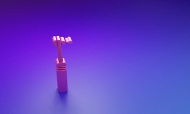 Pembe Diş matkap simgesi mor-mavi arkaplanda izole edilmiş. Delme ve öğütme aletleri için el işi. Tıbbi alet. Minimalizm kavramı. 3 Boyutlu resimleme.