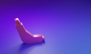 Mor-mavi arkaplanda izole edilmiş pembe astım ilacı simgesi. Öksürük şurubu, solunum, alerjik hasta. Minimalizm kavramı. 3 Boyutlu resimleme.
