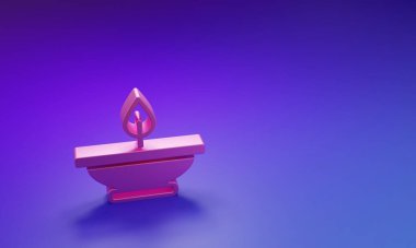 Mor-mavi arka planda izole edilmiş pembe Aroma lamba ikonu. Minimalizm kavramı. 3 Boyutlu resimleme.
