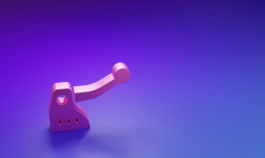 Mor-mavi arkaplanda izole edilmiş pembe bisiklet fren ikonu. Minimalizm kavramı. 3 Boyutlu resimleme.