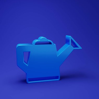 Mavi Su Kutusu simgesi mavi arkaplanda izole edildi. Sulama sembolü. Minimalizm kavramı. 3 Boyutlu resimleme.