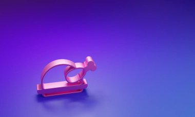 Pembe kavrulmuş hindi ya da mor-mavi arka planda izole edilmiş tavuk ikonu. Minimalizm kavramı. 3 Boyutlu resimleme.