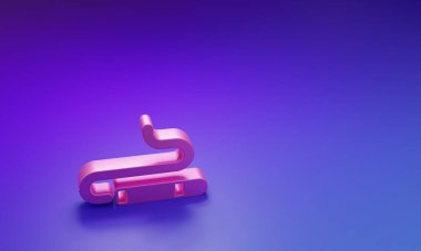 Mor-mavi arkaplanda izole edilmiş pembe puro ikonu. Minimalizm kavramı. 3 Boyutlu resimleme.