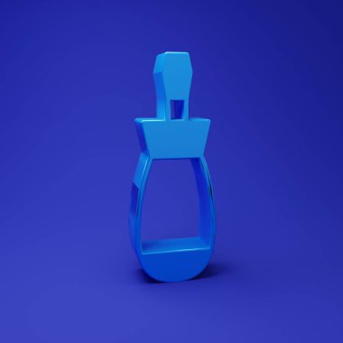 Mavi tornavida simgesi mavi arkaplanda izole edildi. Servis aracı sembolü. Minimalizm kavramı. 3 Boyutlu resimleme.