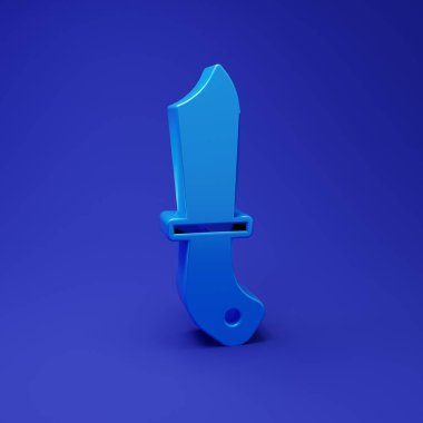 Mavi Ordu bıçak ikonu mavi arka planda izole edildi. Minimalizm kavramı. 3 Boyutlu resimleme.