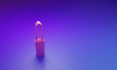 Mor-mavi arkaplanda Pembe Tırnak dosya simgesi izole edildi. Manikür aleti. Minimalizm kavramı. 3 Boyutlu resimleme.