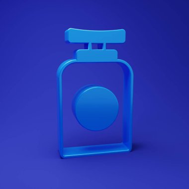 Mavi arka planda mavi el kremi ikonu var. Minimalizm kavramı. 3 Boyutlu resimleme.