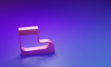 Pembe Çizme simgesi mor-mavi arkaplanda izole edilmiş. Su altı ekipmanları. Minimalizm kavramı. 3 Boyutlu resimleme.