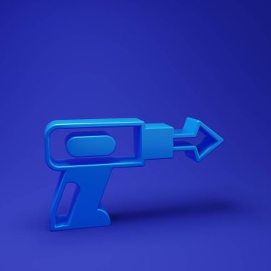 Mavi zıpkın ikonu mavi arka planda izole edildi. Suyun altında balık yakalamak için balıkçılık üreticileri. Su altı ekipmanları. Minimalizm kavramı. 3 Boyutlu resimleme.