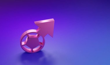 Mor-mavi arka planda izole edilmiş pembe futbol topu ikonu. Spor malzemeleri. Minimalizm kavramı. 3 Boyutlu resimleme.
