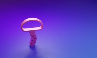 Mor-mavi arkaplanda izole edilmiş pembe mantar ikonu. Minimalizm kavramı. 3 Boyutlu resimleme.