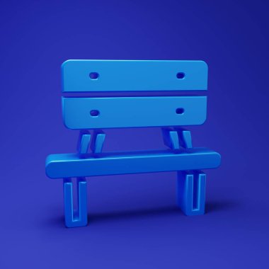 Mavi benç simgesi mavi arkaplanda izole edildi. Minimalizm kavramı. 3 Boyutlu resimleme.