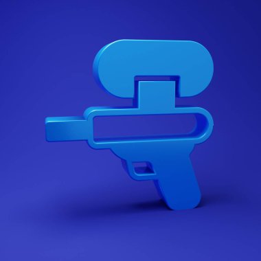 Mavi Su Silahı simgesi mavi arkaplanda izole edildi. Minimalizm kavramı. 3 Boyutlu resimleme.