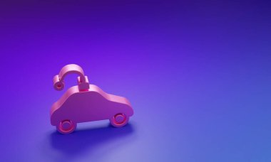 Pembe Radyo kontrollü oyuncak ikonu mor-mavi arka planda izole edilmiş. Uzaktan kumandalı oyuncak. Minimalizm kavramı. 3 Boyutlu resimleme.
