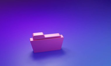 Mor-mavi arkaplanda Pembe Dizin simgesi izole edildi. Minimalizm kavramı. 3 Boyutlu resimleme.