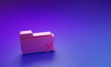 Mor-mavi arkaplanda izole edilmiş tornavida ve anahtar simgesine sahip pembe klasör. Ayarlama, servis, ayar, bakım, onarım, onarım. Minimalizm kavramı. 3 Boyutlu resimleme.