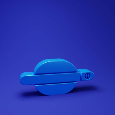 Mavi araba kapı kolu simgesi mavi arkaplanda izole edilmiş. Minimalizm kavramı. 3 Boyutlu resimleme.