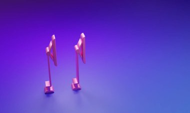 Mor-mavi arkaplanda izole edilmiş pembe Windscreen sileceği simgesi. Minimalizm kavramı. 3 Boyutlu resimleme.